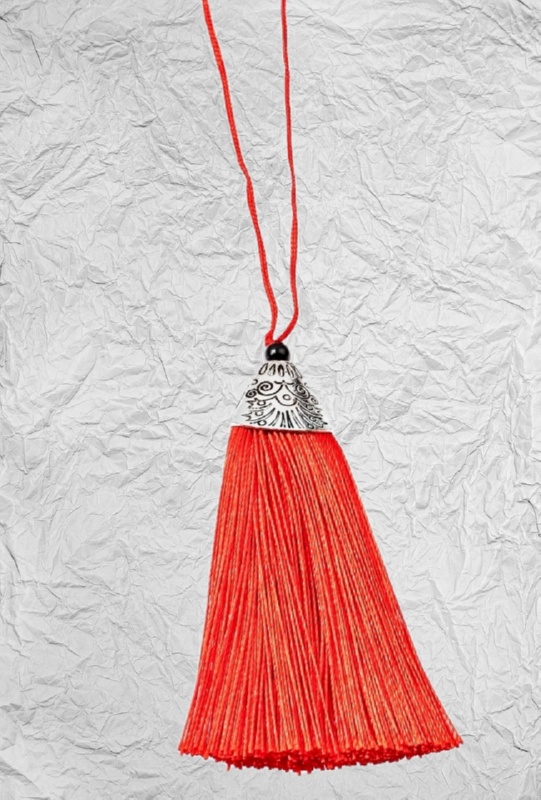 Κόκκινη Διακοσμητική Φούντα 3425257 με Μεταλλικό Καπάκι 8cm