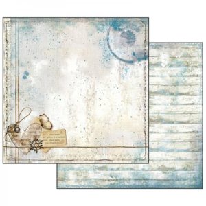 Χαρτί Scrapbooking 5002126 Stamperia Διπλής Όψης - Blue Stars Heart and Writings - 31x30cm