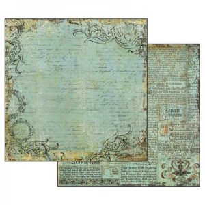 Χαρτί Scrapbooking 5002136 Stamperia Διπλής Όψης  - Alchemy Manuscript Turquoise Background - 31x30cm