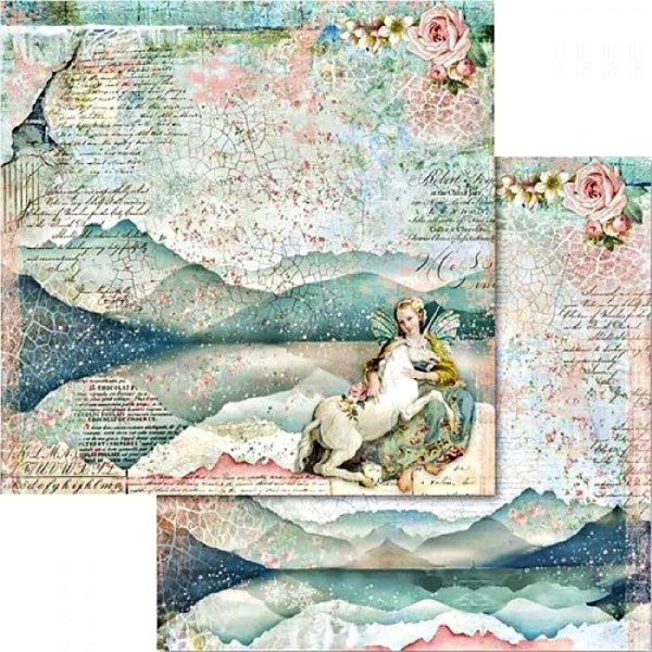 Χαρτί Scrapbooking 5002424 Stamperia Διπλής Όψης  - Μονόκερος & Νεράιδα - 31x30cm