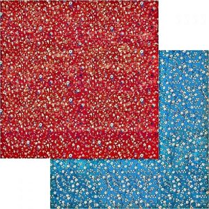 Χαρτί Scrapbooking 5002437 Stamperia Διπλής Όψης - Λουλούδια Μοτίβο Κόκκινο Μπλε - 31x30cm
