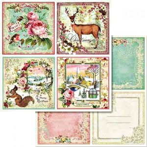 Χαρτί Scrapbooking 5002441 Stamperia Διπλής Όψης  - Pink Christmas & Cards - 31x30cm