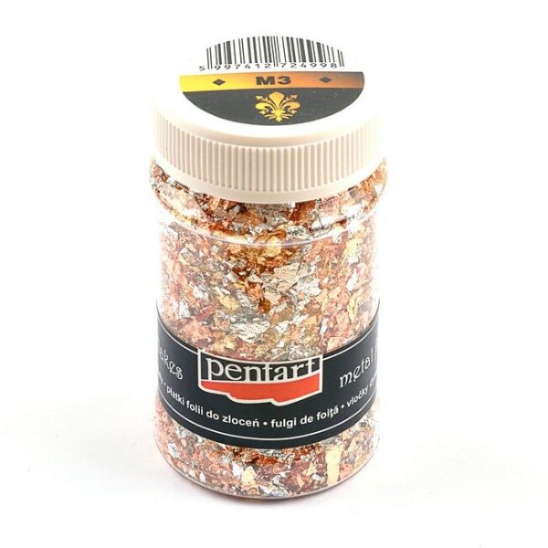 Μεταλλικές Νιφάδες Pentart Χρυσό-Ασημί-Χαλκός M3 1gr
