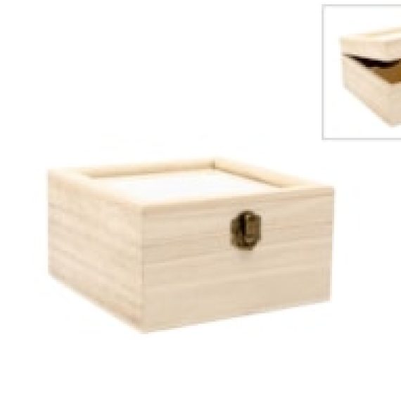 Ξύλινο Κουτί με 4 Χωρίσματα και Τζάμι16.5x16.5x9cm