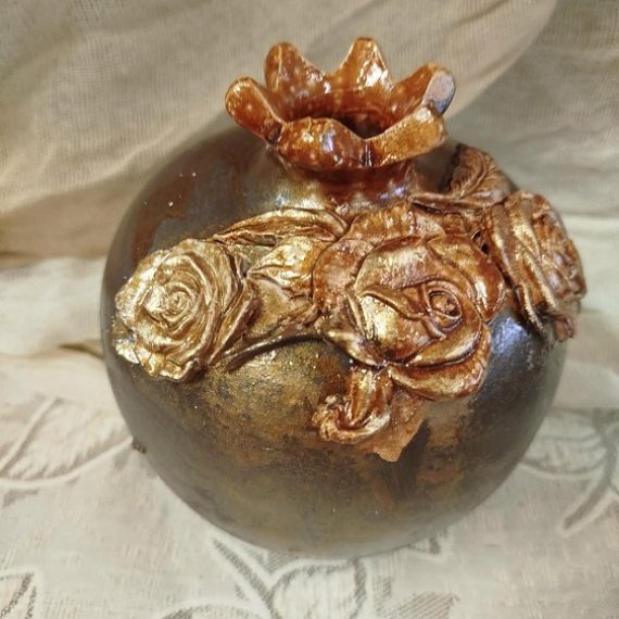 Χειροποίητη Κατασκευή Κεραμικό Ρόδι 13cm Κλειστό