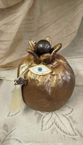 Χειροποίητη Κατασκευή Κεραμικό Ρόδι 15cm Κλειστό