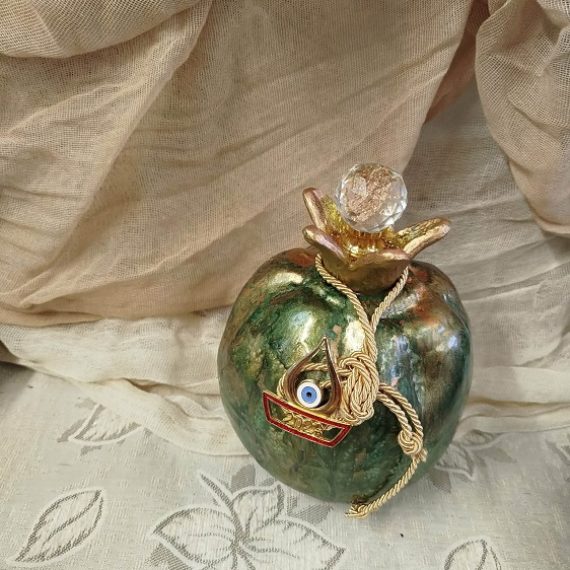 Χειροποίητη Κατασκευή Κεραμικό Ρόδι 15cm Κλειστό