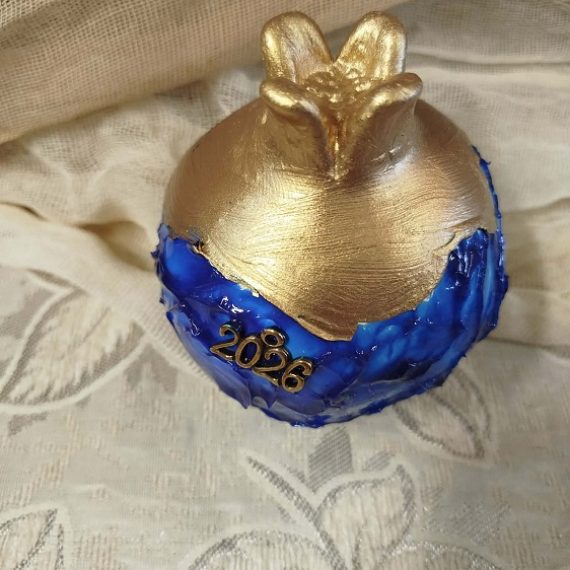 Χειροποίητη Κατασκευή Κεραμικό Ρόδι 11cm Κλειστό με Πάστες Διοράματος