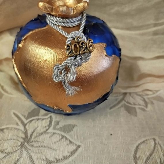 Χειροποίητη Κατασκευή Κεραμικό Ρόδι 13cm Κλειστό με Πάστες Διοράματος