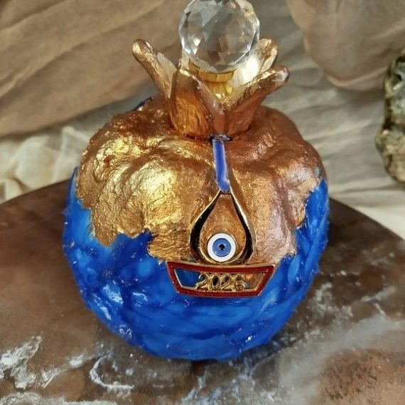 Χειροποίητη Κατασκευή Κεραμικό Ρόδι 15cm Κλειστό με Πάστες Διοράματος